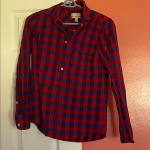Jcrew blue and red plaid flannel